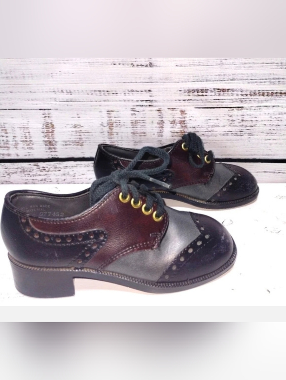Robinson Crusoe Kids Vintage 1960's Dress‎ Shoe size 11.5D Gray Brown & Black